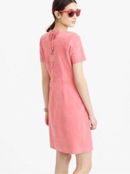 J. Crew Dresses & Skirts - J. Crew Collection Lace-up Back Suede Dress Pink Sz 4